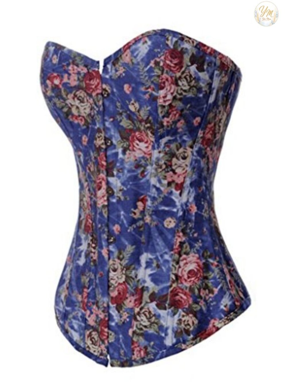 Vintage Floral Denim Overbust Corset Bustier Top